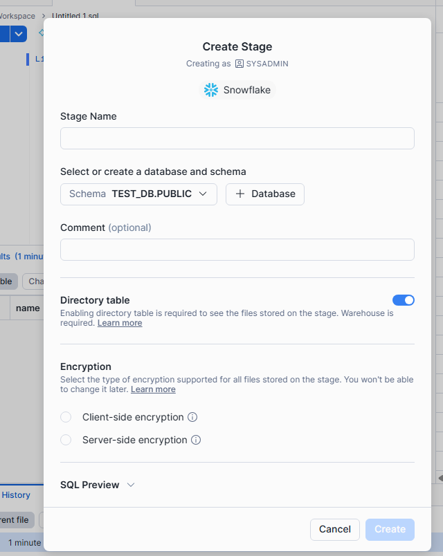 Create the new internal stage and save it